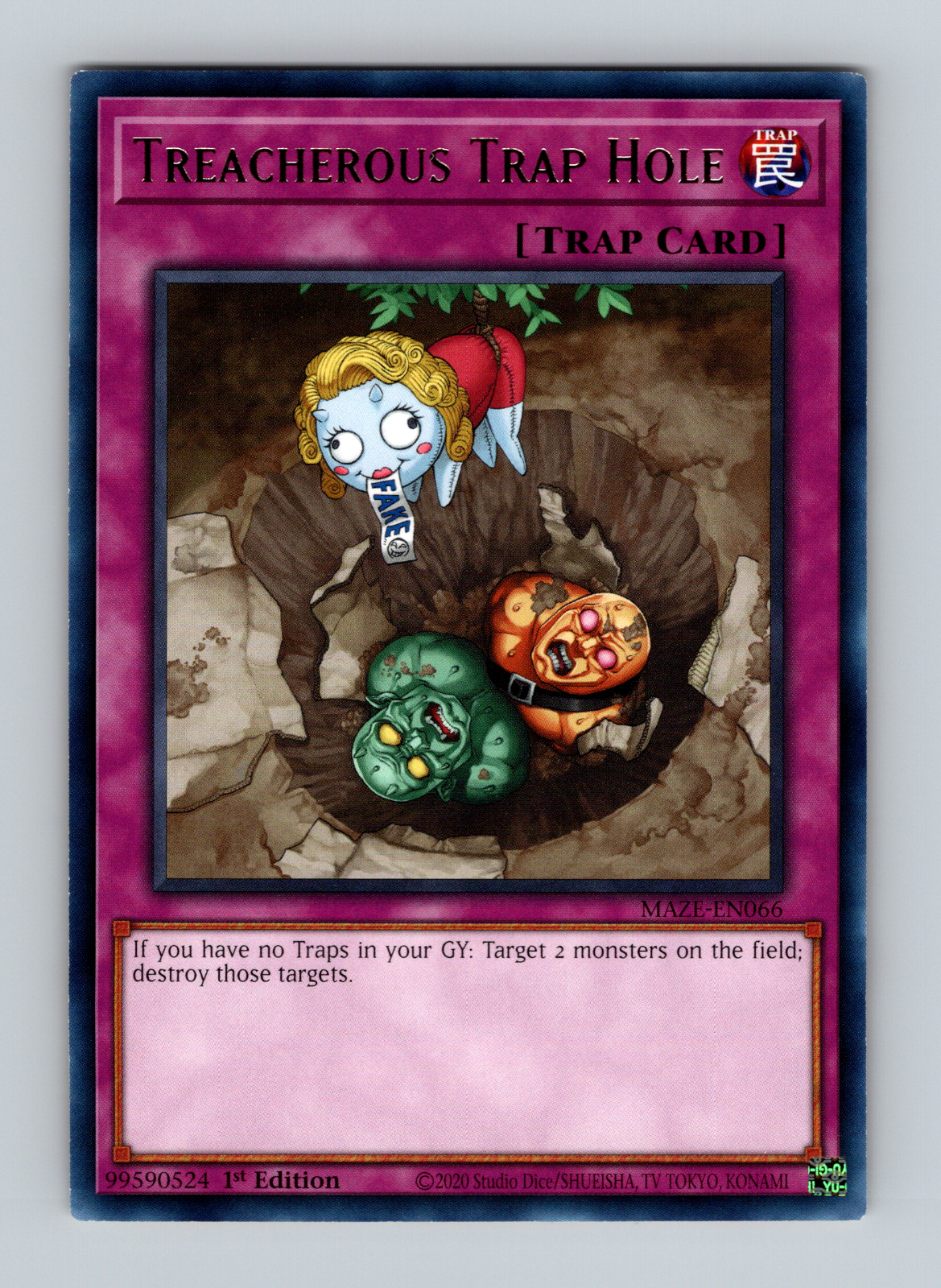 Yugioh! Treacherous Trap Hole - MAZE-EN066 - Rare - 1st Edition Near Mint, Engli