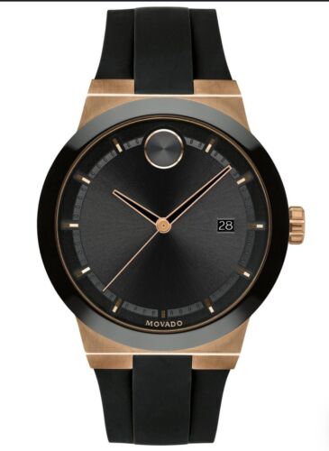 Pre-owned Movado Bold Fusion Bronze Ion-plated And Black Silicone Strap Watch 42mm 3600851