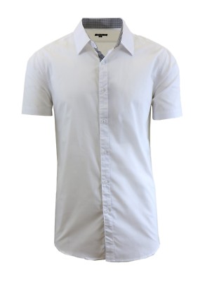 Mens Short Sleeve Dress Shirts Button Down Slim Fit Casual Solid Colors NWT NEW