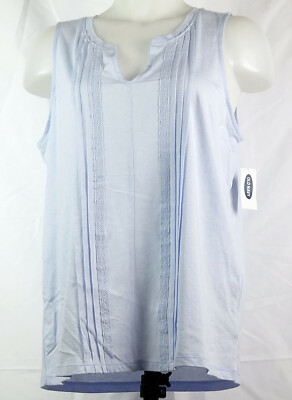 NEW NWT Old Navy Blue Sleeveless Float Your Boat Pintuck Tank Top M
