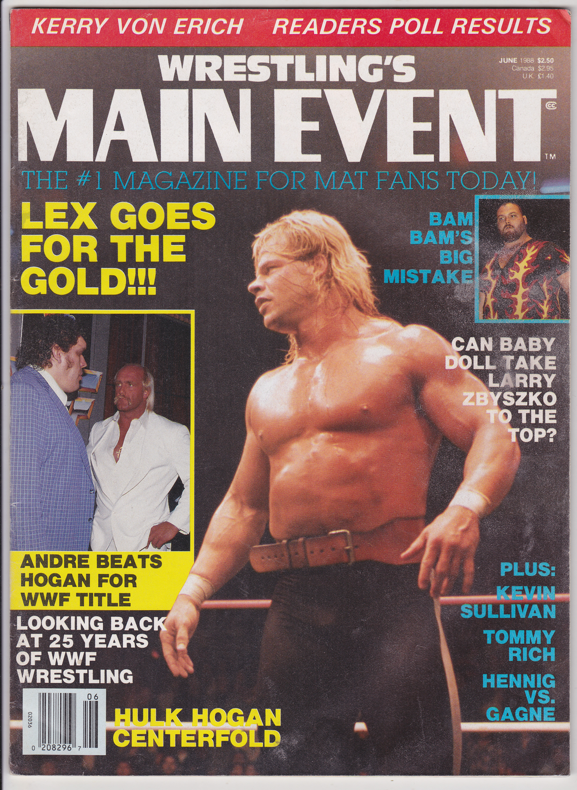 Wrestlings Main Event Magazine June 1988 Lex Luger Hulk Hogan NWA WWF 80s