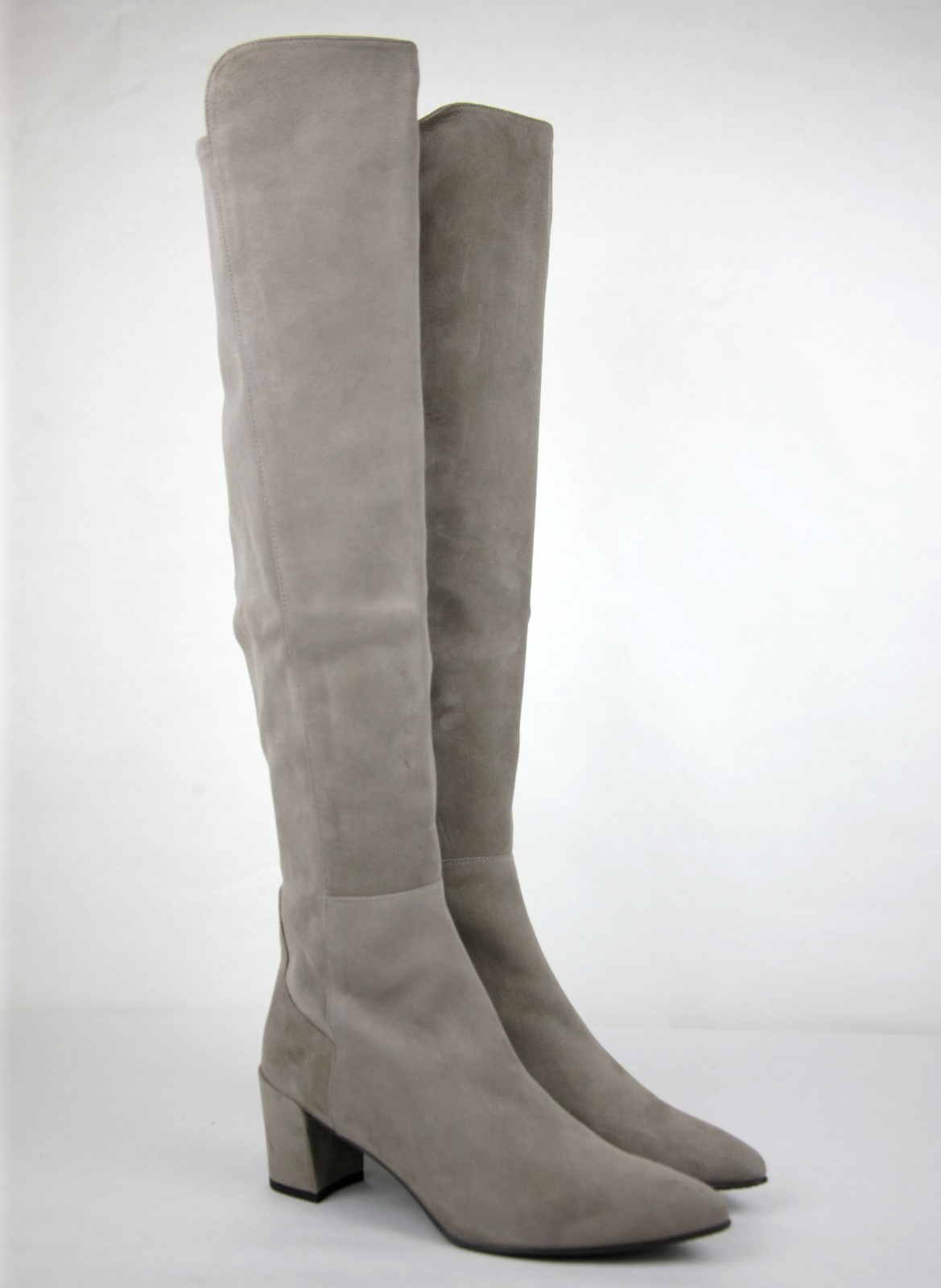 Pre-owned Stuart Weitzman $765  Taupe Suede Allwayhunk Over-the-knee Boot In Brown