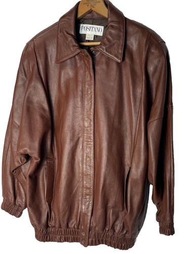 ジャケット・アウター 80s real leather jacket a-2 brown y2k Vintage Positano Pelle Men's Y2K Leather Jacket Brown Retro