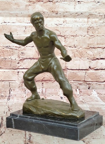 Bruce Lee Bronze Sculpture Signed Mavchi Martial Arts Kung Fu Collectible Figure
