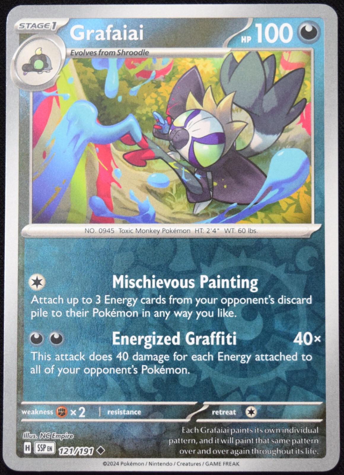 Pokemon TCG Grafaiai 121/191 2024 Surging Sparks Reverse