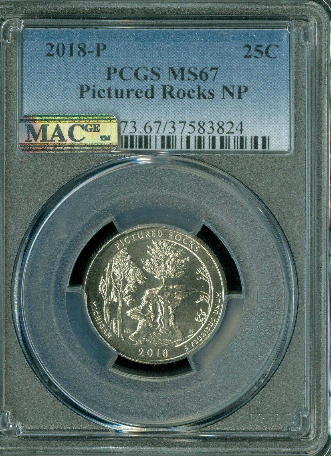 2018 P PICTURED ROCK QUARTER PCGS MS67 2ND FINEST GRADE MAC SPOTLESS .
