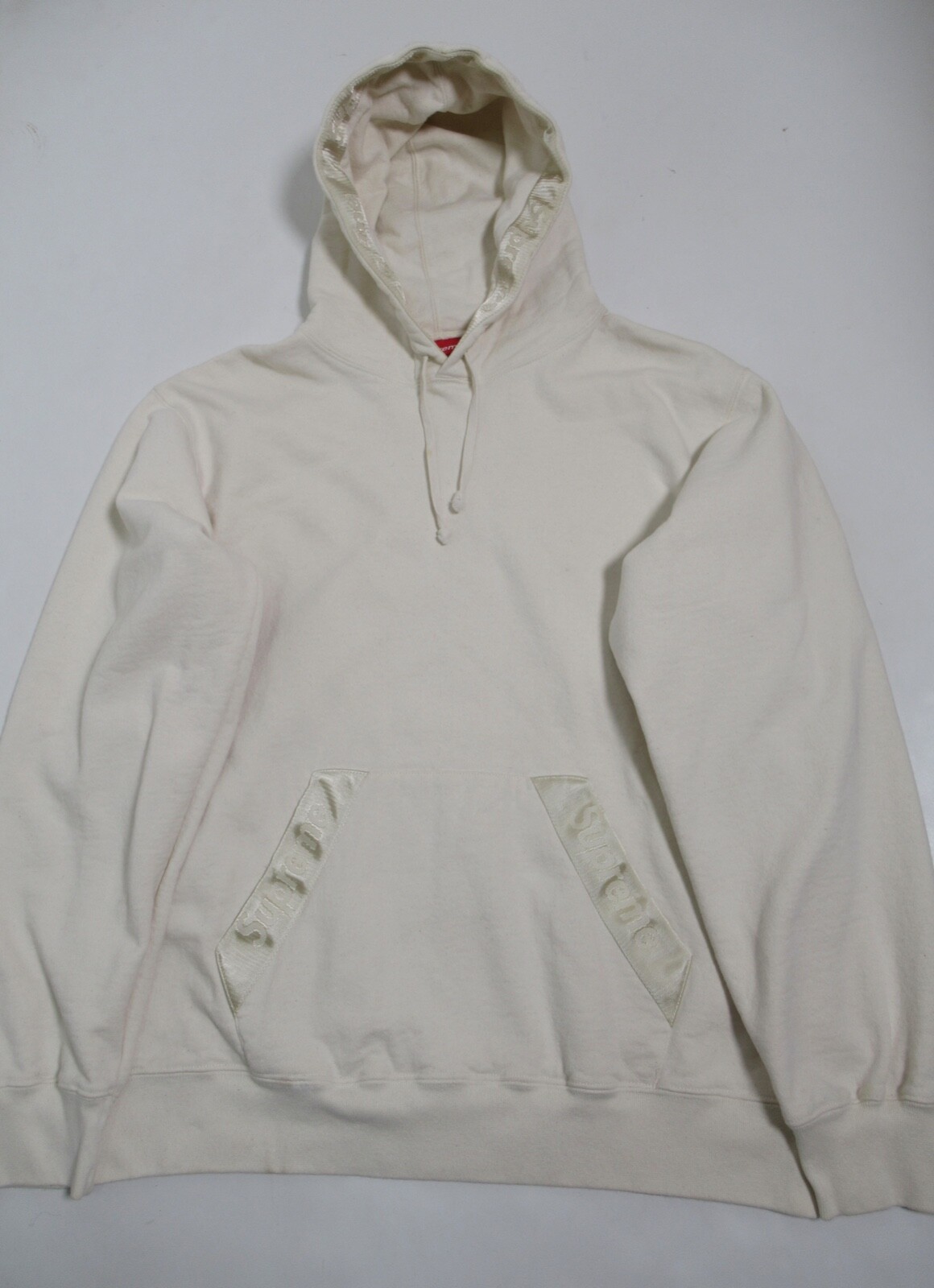 Supreme Tonal Webbing Hooded Sweatshirt Natural Size XL SS2020 Made In  Canada | eBay