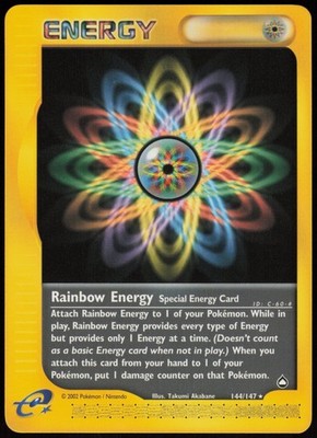 Rainbow Energy 144/147 Aquapolis Rare Pokemon Card - NM