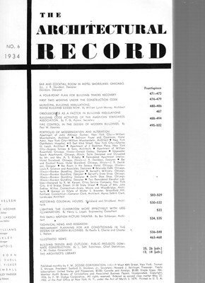 JUNE 1934 THE ARCHITECTURAL RECORD-ARCHITECT-BUILDING PLANS-MODERNIZATION-RARE