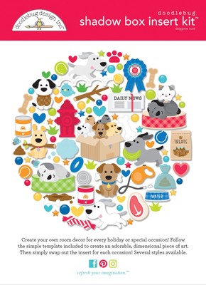 Doodlebug Design Shadow Box Insert Kit-Doggone Cute DDSB8131