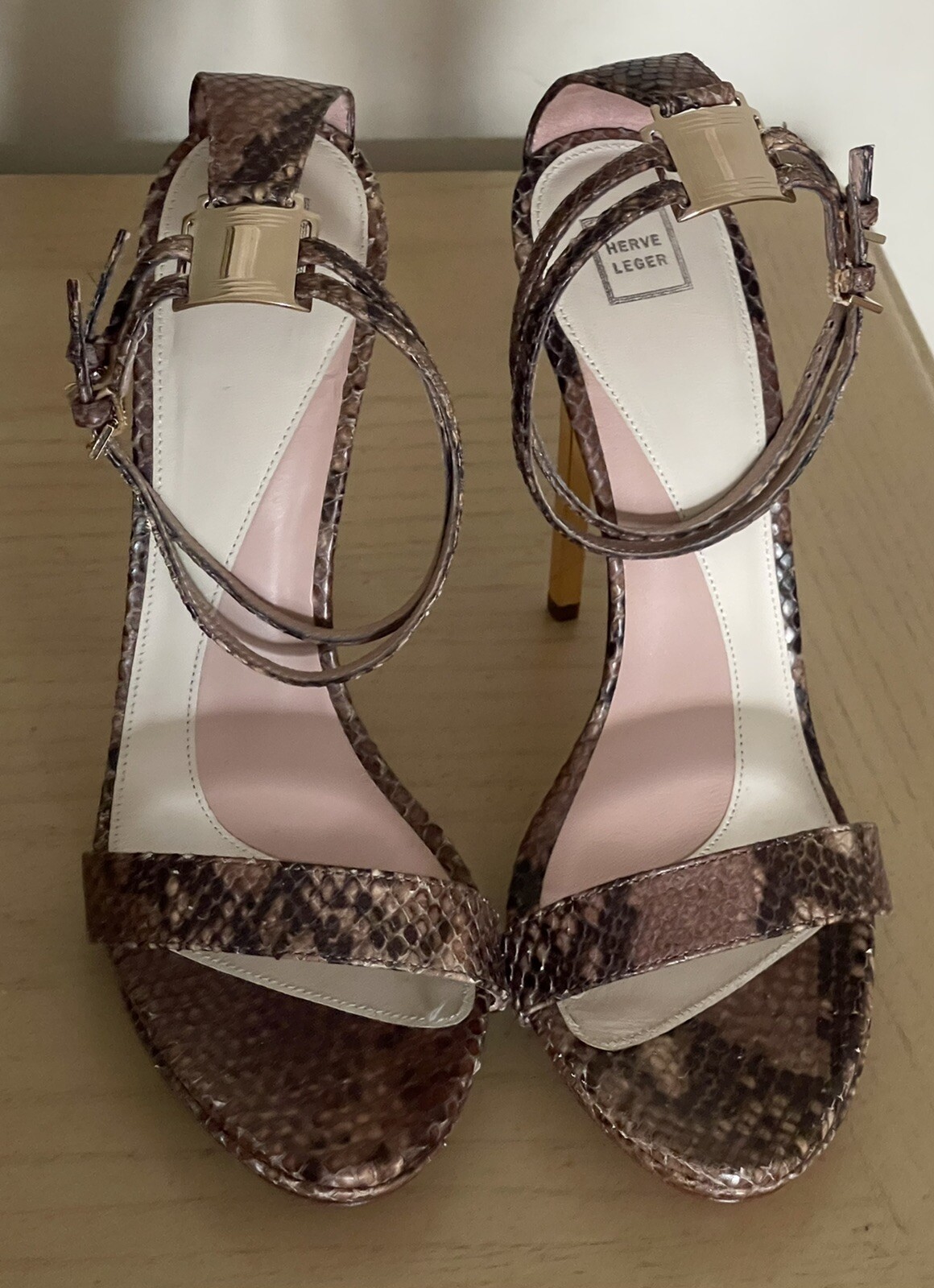 Herve Leger Vero Cuoio high heel sandals 39.5 Brand New Without Box: купить  с доставкой из США, цена 11 467 руб - (194498040819)