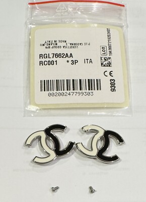 CHANEL CH 5525 Black/ White Logo Icon Replacement Part With Screws New Authentic