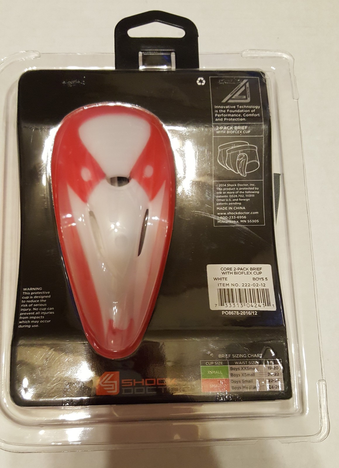 Shock Doctor Boys Core Brief (2 Pack) with Bio-Flex Cup Size Small 22-24 New