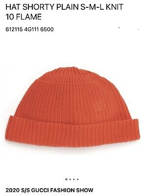 Gucci Knitted Beanie GG Knit Hat, ORANGE Free Shipping Size SMALL