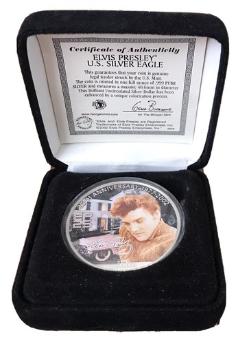 【SALE／10%OFF Silver Elvis Anniversary 25th 2002 Eagle Coin Colorized コレクション