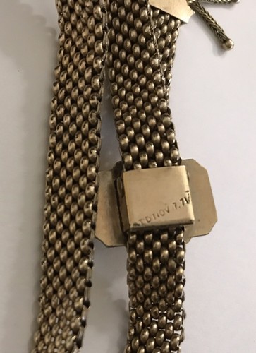 Beautiful Vintage Adjustable Victorian Mesh  Slide Tassel Gold Filled Bracelet