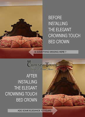 Elegant Gold Handcrafted Bed Crown - Real Wood - Canopy - Teester