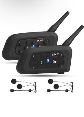 EJEAS V6 Pro Motorcycle Bluetooth Headset, Upgraded 2 Riders Intercom  (2 Pack)