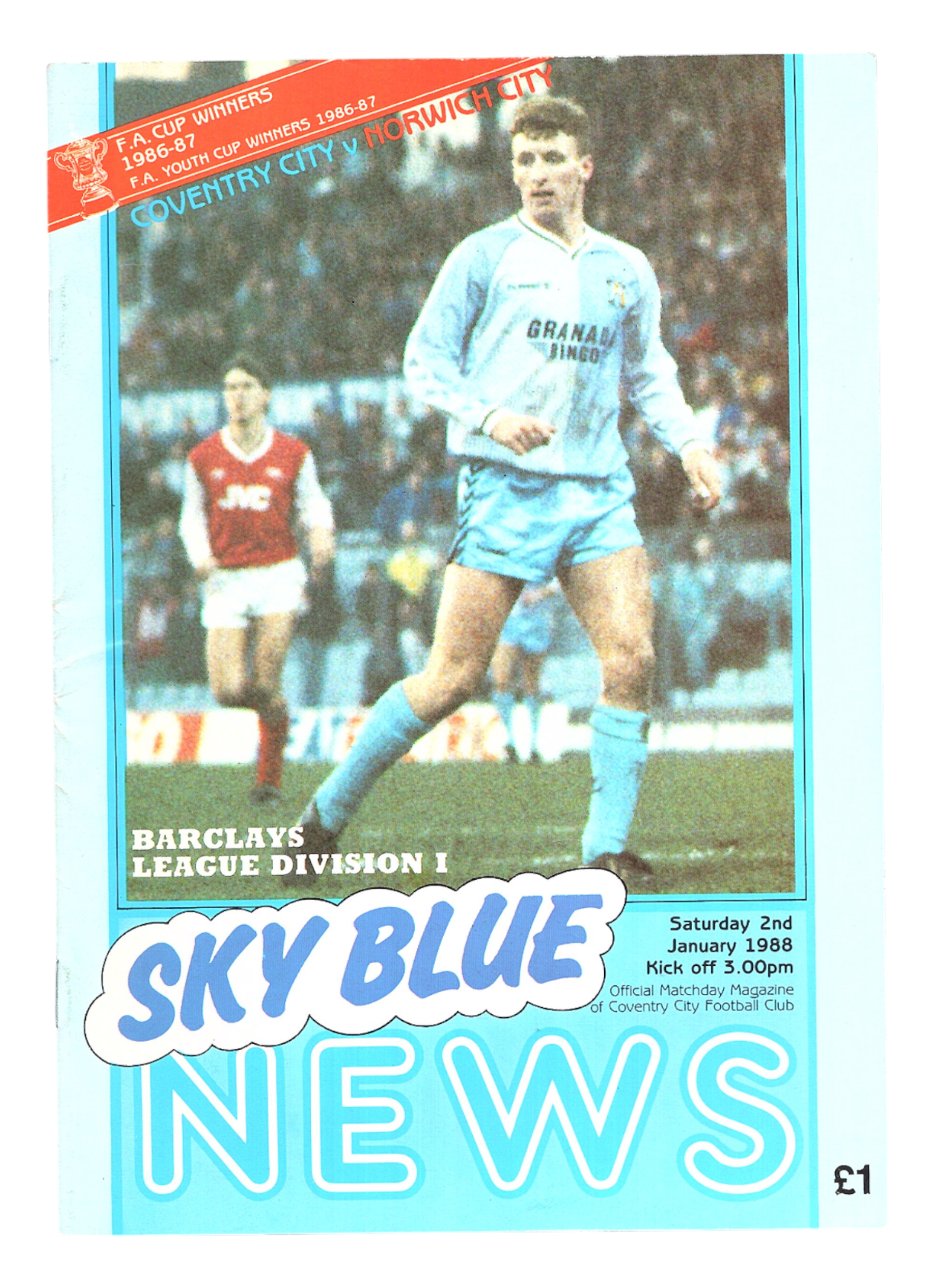 Coventry City v Norwich City 1987-1988 Division One 02/01/1988
