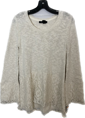 Style&Co Women's Metallic Lace Ivory Sweater Size S