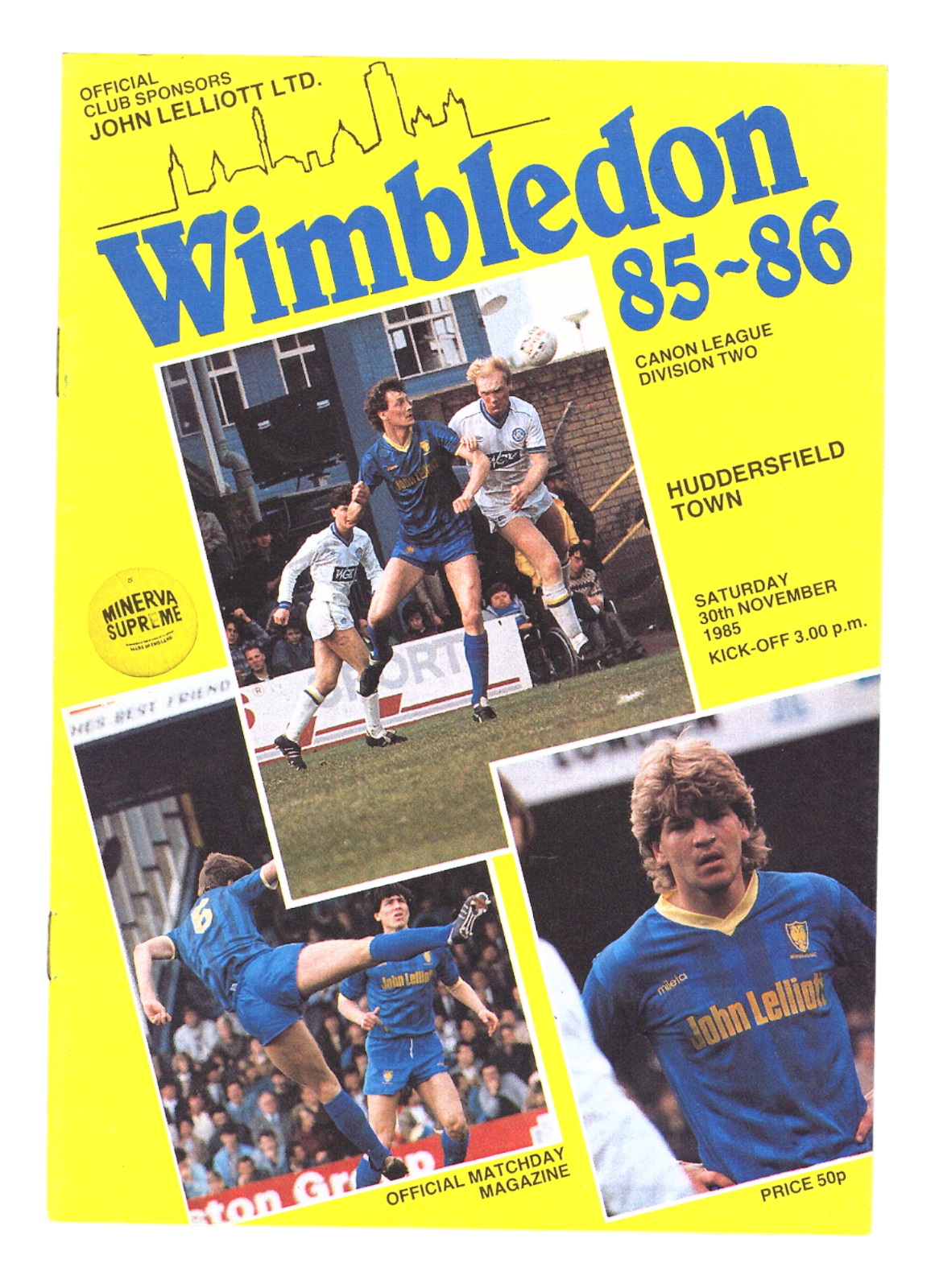 Wimbledon v Huddersfield Town 1985-1986 Division Two 30/11/1985