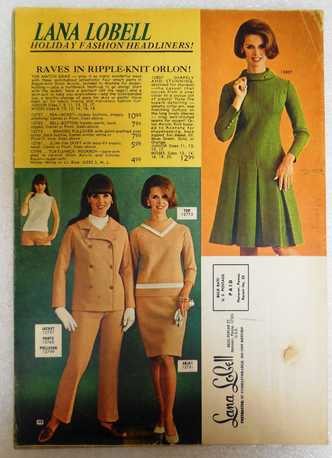 Lana Lobell Vintage Fashion Catalog Holiday 1966-1967