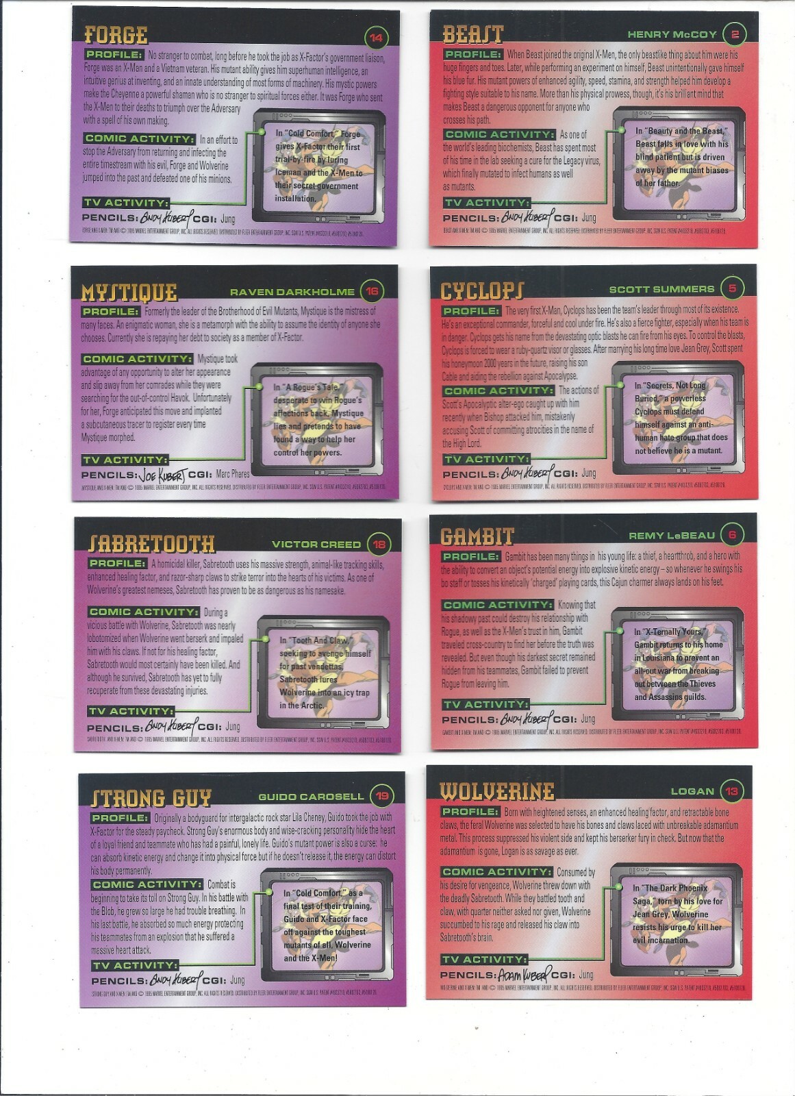 1995 Fleer Ultra Marvel X-Men Chrome Chromium Base Card You Pick Finish Your Set