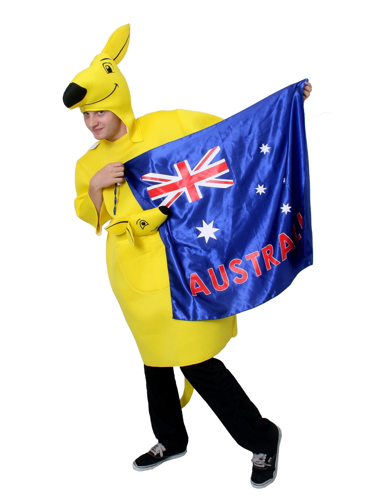 KANGAROO COSTUME WITH AUSTRALIAN FLAG CAPE AUSTRALIA DAY RUGBY FANCY