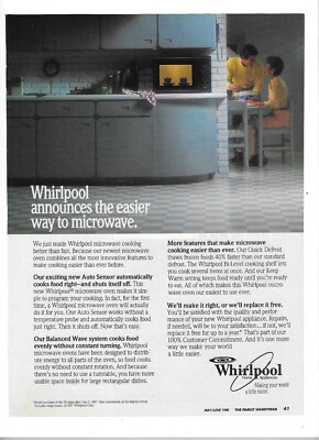 1988 ''Whirlpool Announces The Easier Way To Microwave'' Print Advertisement