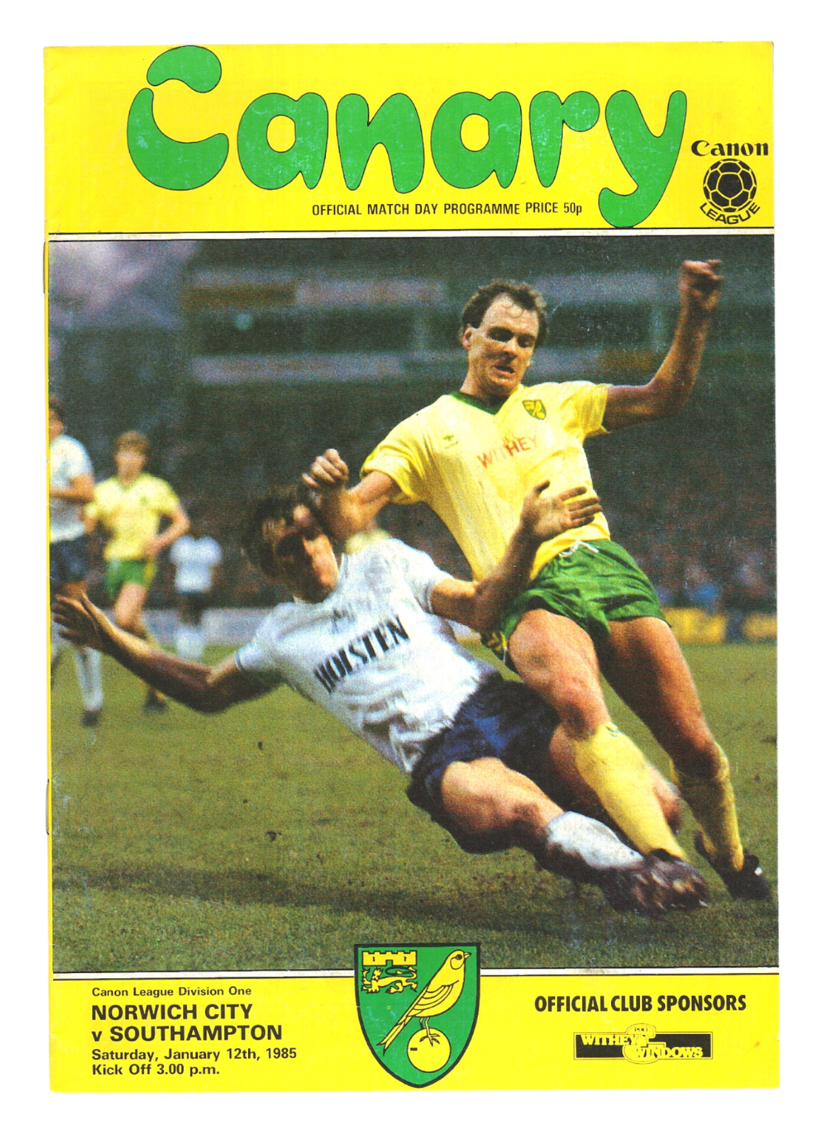 Norwich City v Southampton 1984-1985 Division One 12/01/1985