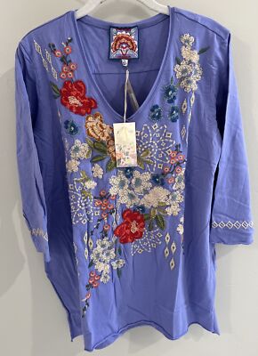nwt johnny was kikimu black embroidered long sleeves tonic top blouse sz xs 294211085768