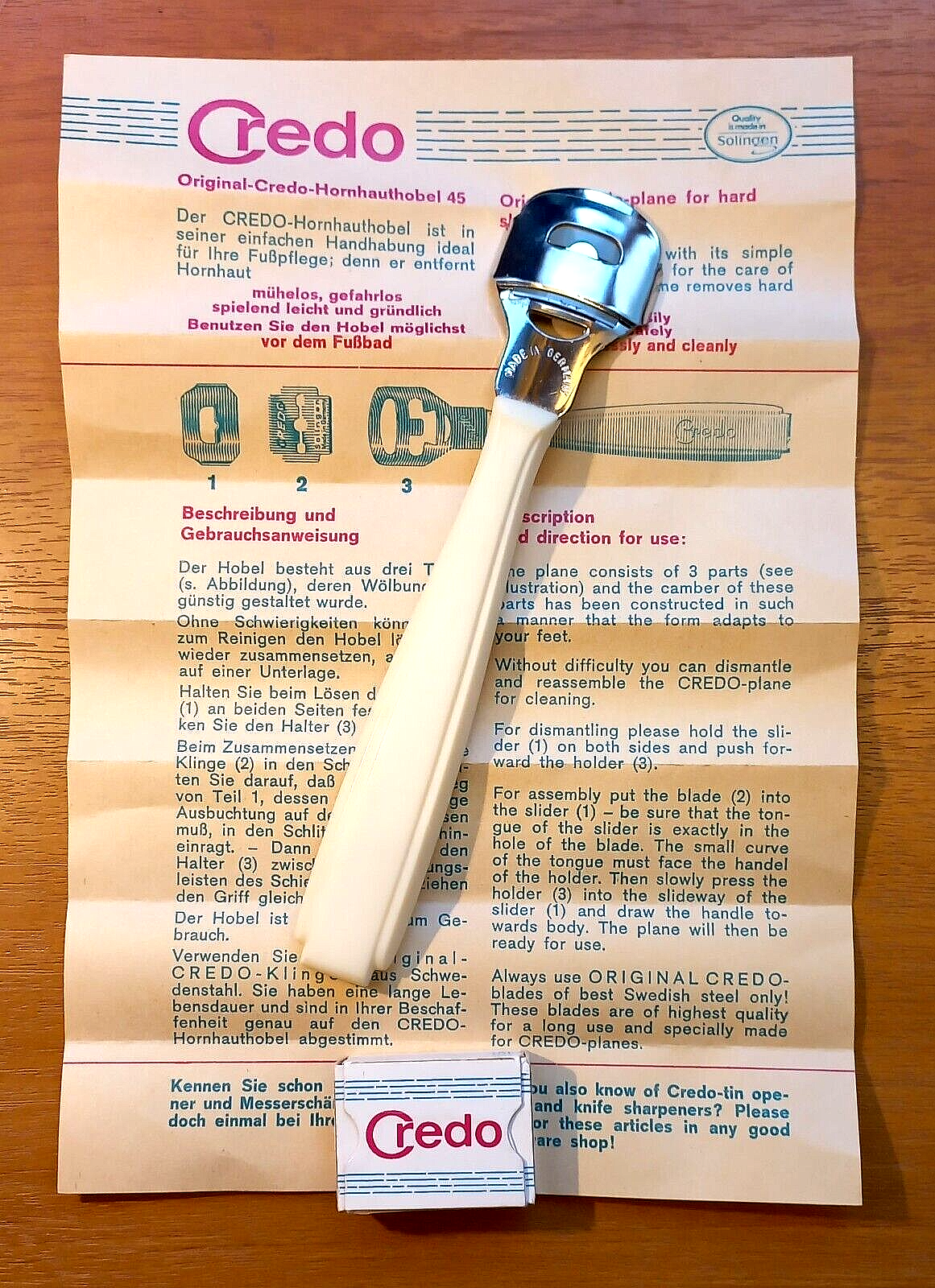 Vintage Credo-Hornhauthobel Solingen Germany Shaving Plane For Callus + BONUS
