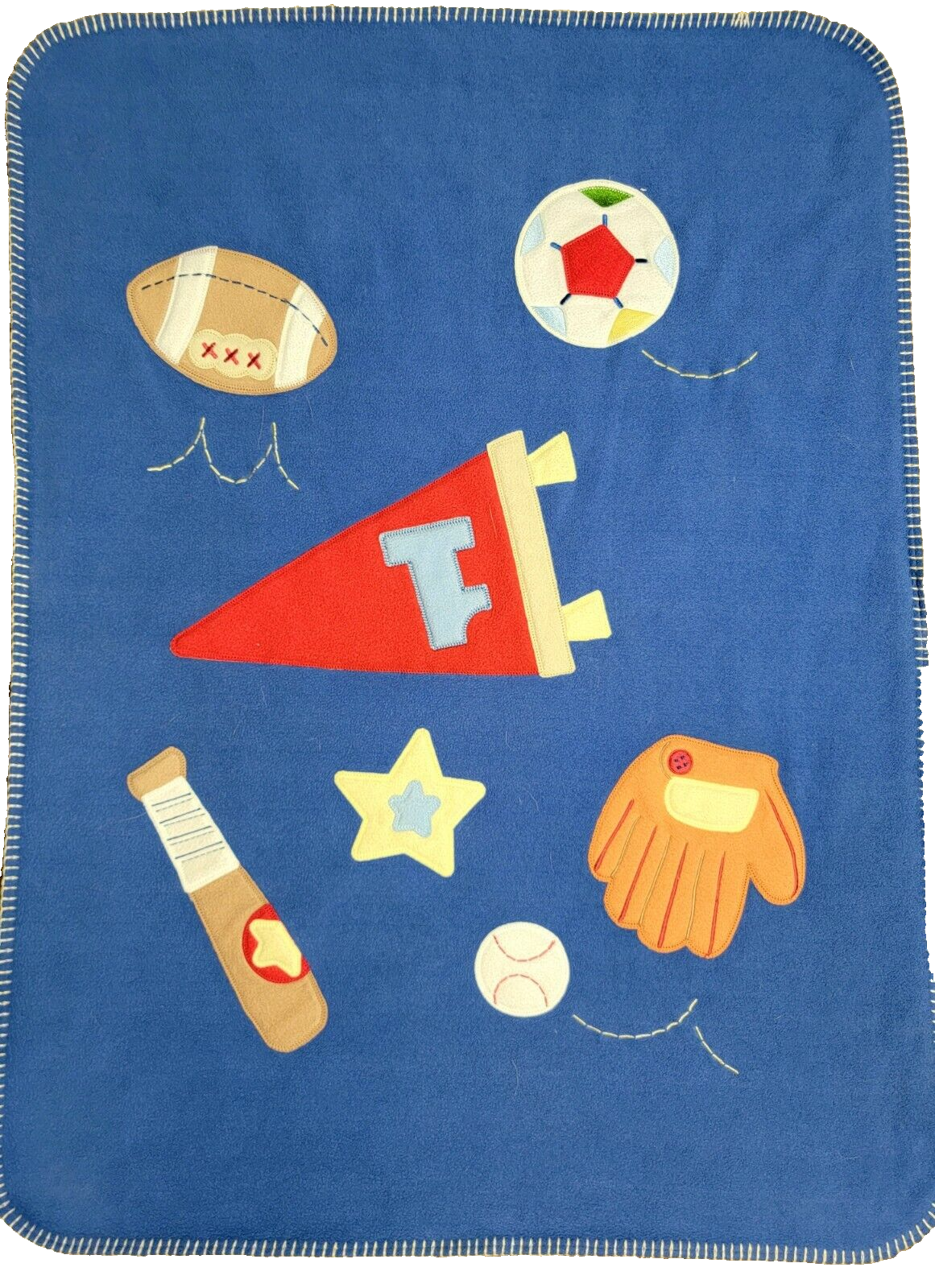 Blue Baseball Bat Glove Football Soccer #1 Flag Star