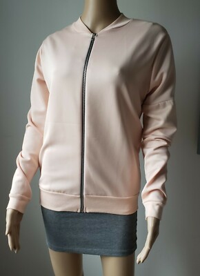BOOHOO Jacket Stretch Zip Front Bomber Light Peach Size US 4 NWOT