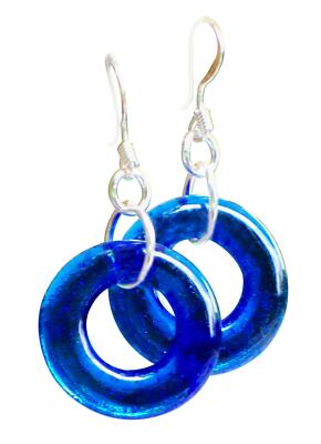 Recycled 1960's Noxzema Jar Glass Hoop Earrings