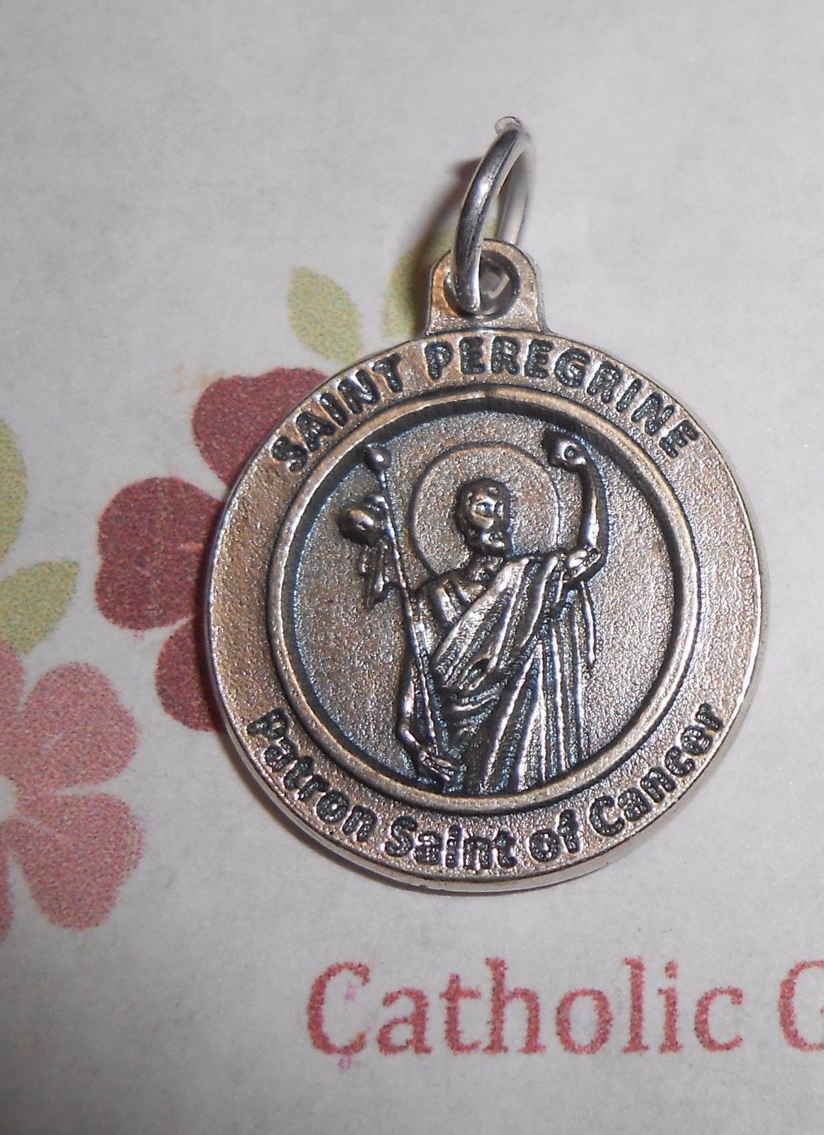 Saint St. Peregrine - Patron Saints of Cancer - 3/4 inch Silver Tone Medal  