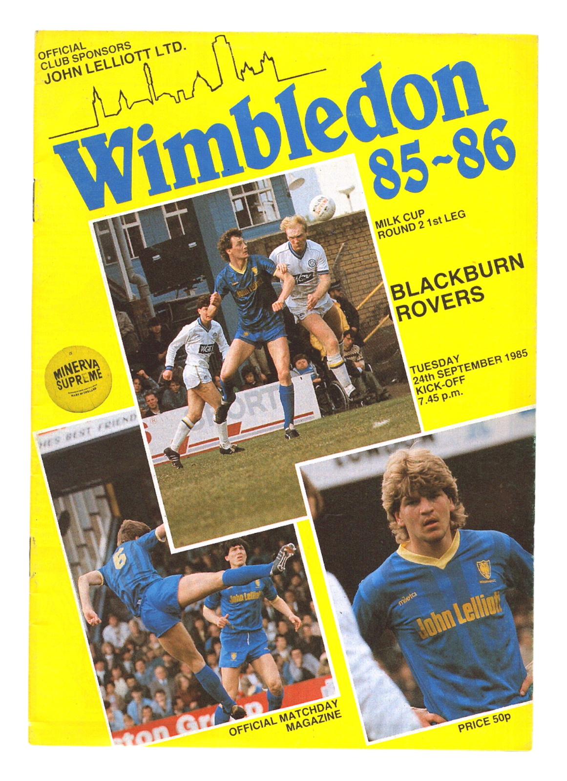 Wimbledon v Blackburn Rovers 1985-1986 League Cup 24/09/1985