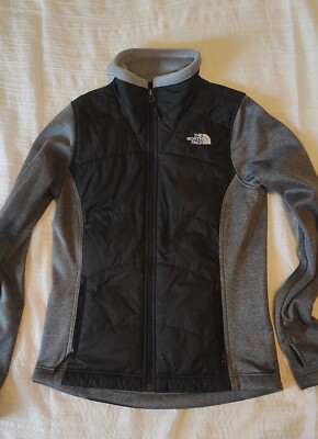 The North Face Womens Agave Mash Up Jacket Fleece Size S Black Gray 