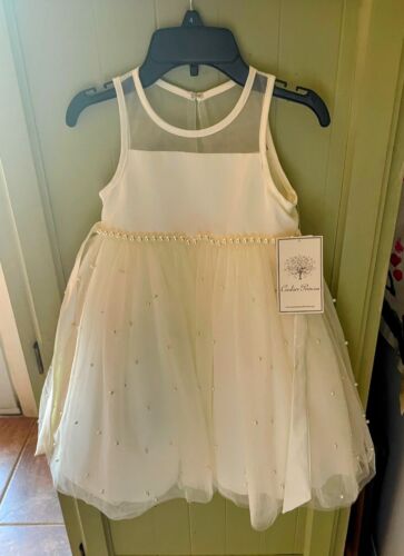 Couture Princess Ivory Faux Pearl  Flowergirl/Party Dress Size 4 Little Girls