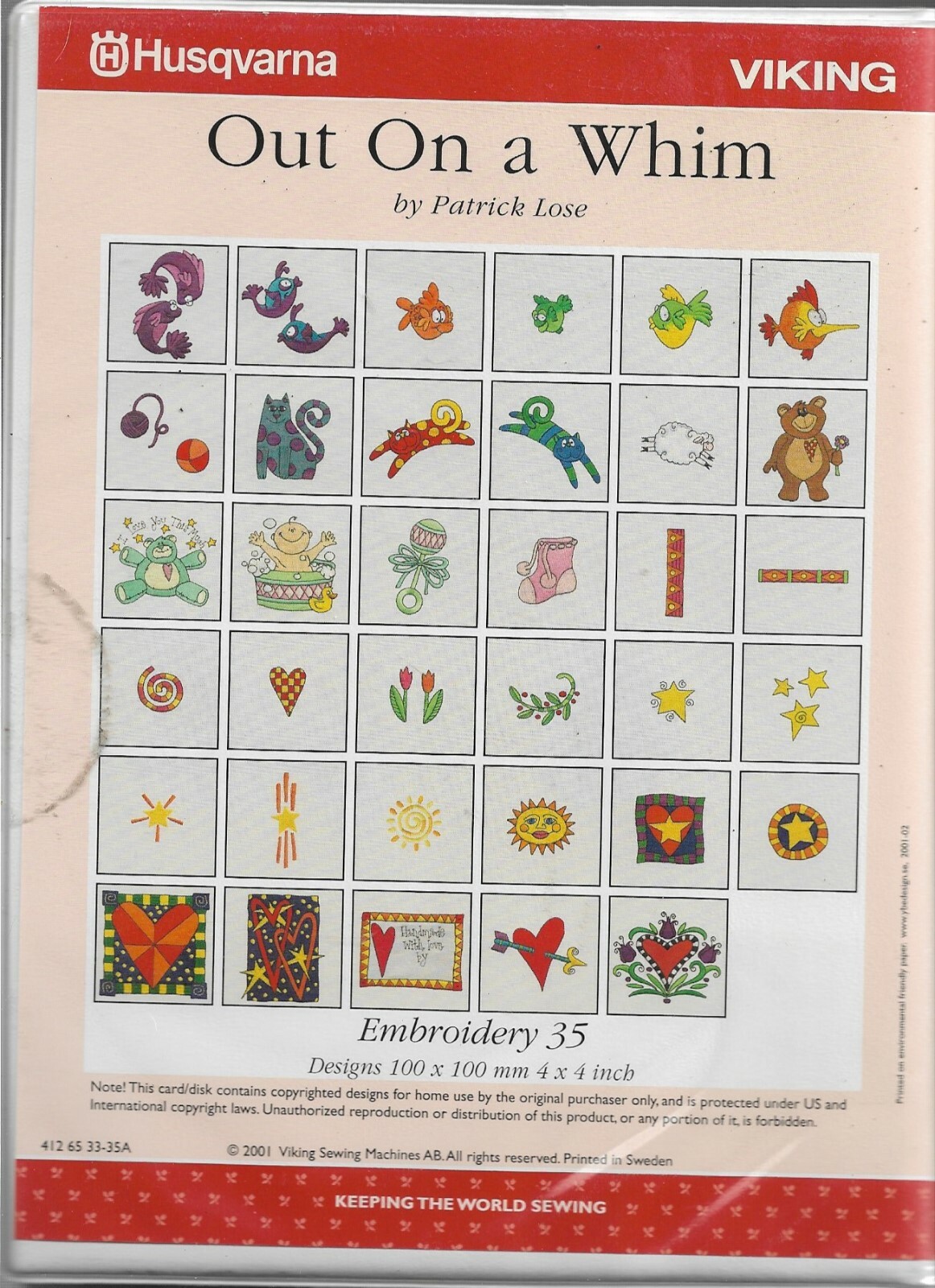 Husqvarna-Viking Out On A Whim-Embroidery 35-Booklet- 2 Disk For Designer 1 & PC