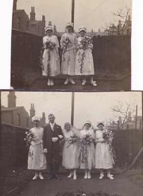 Two Beautiful Vintage c1920s/30s Wedding Photographs Bride & Groom Fashion