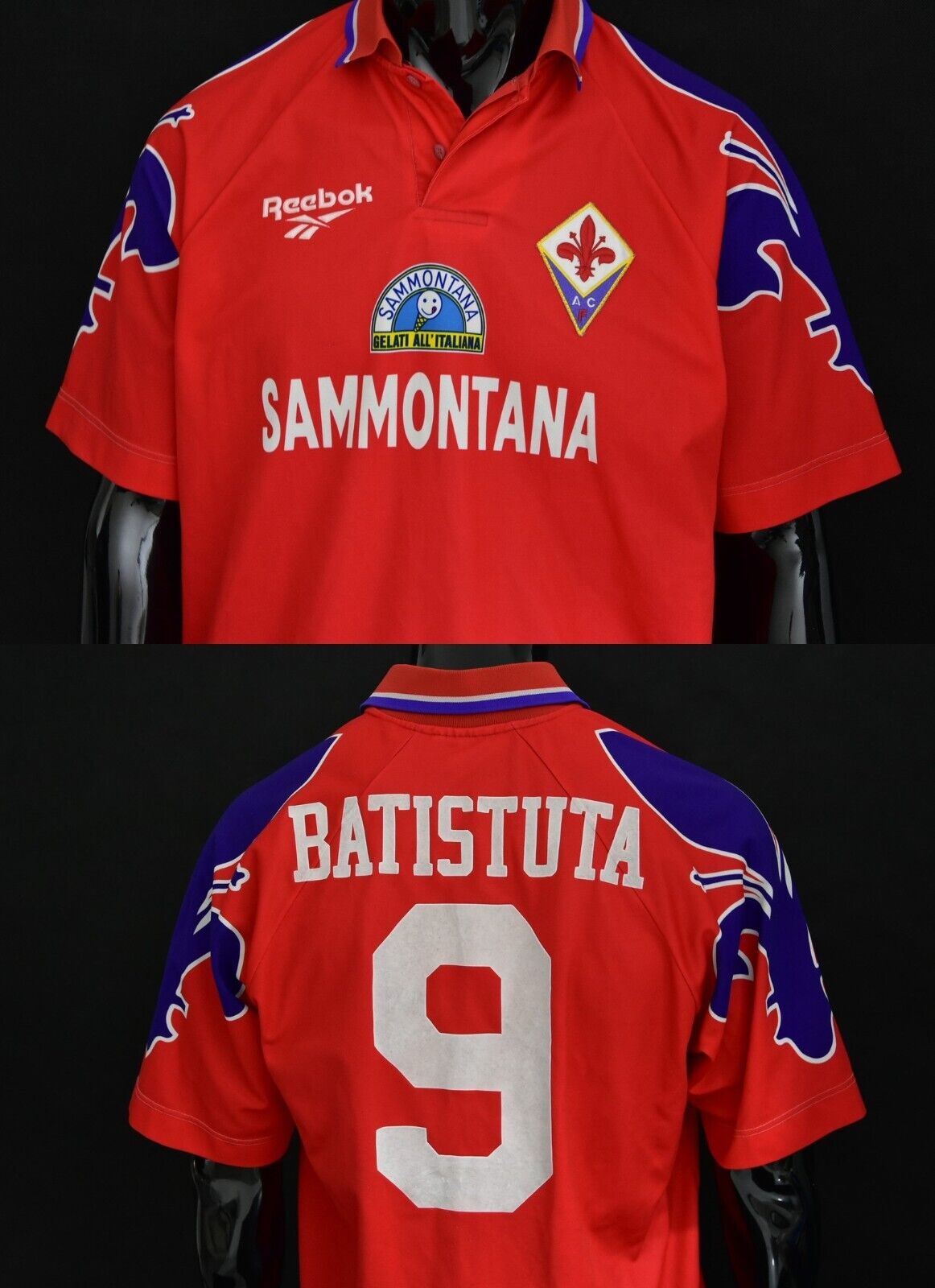 Reebok Fiorentina FC Away 3rd Shirt SERIE A 1995-96 BATISTUTA SIZE XL (adults) Reebok Fiorentina FC Away 3rd Shirt SERIE A 1995-96 BATISTUTA SIZE XL (adults)