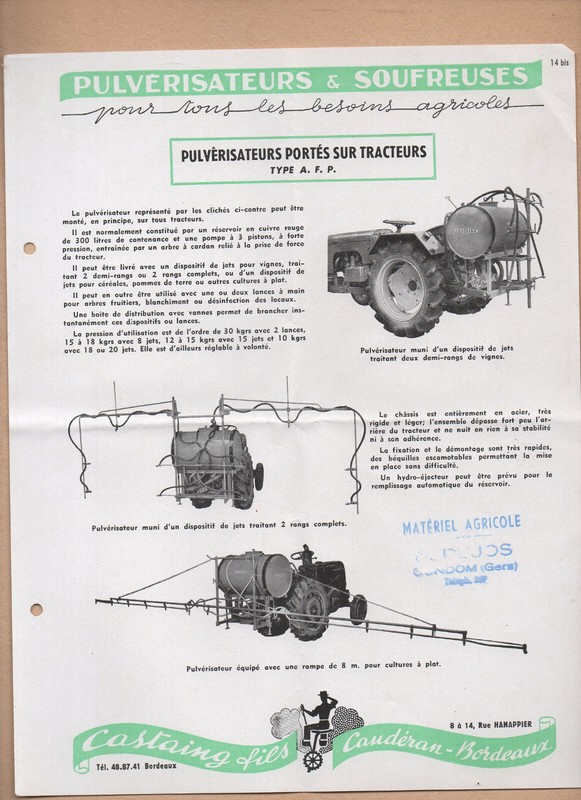 CaudéRan ( 33) Publicité Vieux Papiers Machines Agricoles Castaing  (P40113)