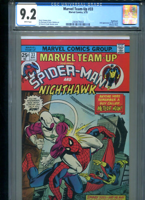 Marvel Team-Up #33 CGC 9.2 (1975) Spider man Nighthawk 2nd Looter (Meteor Man)
