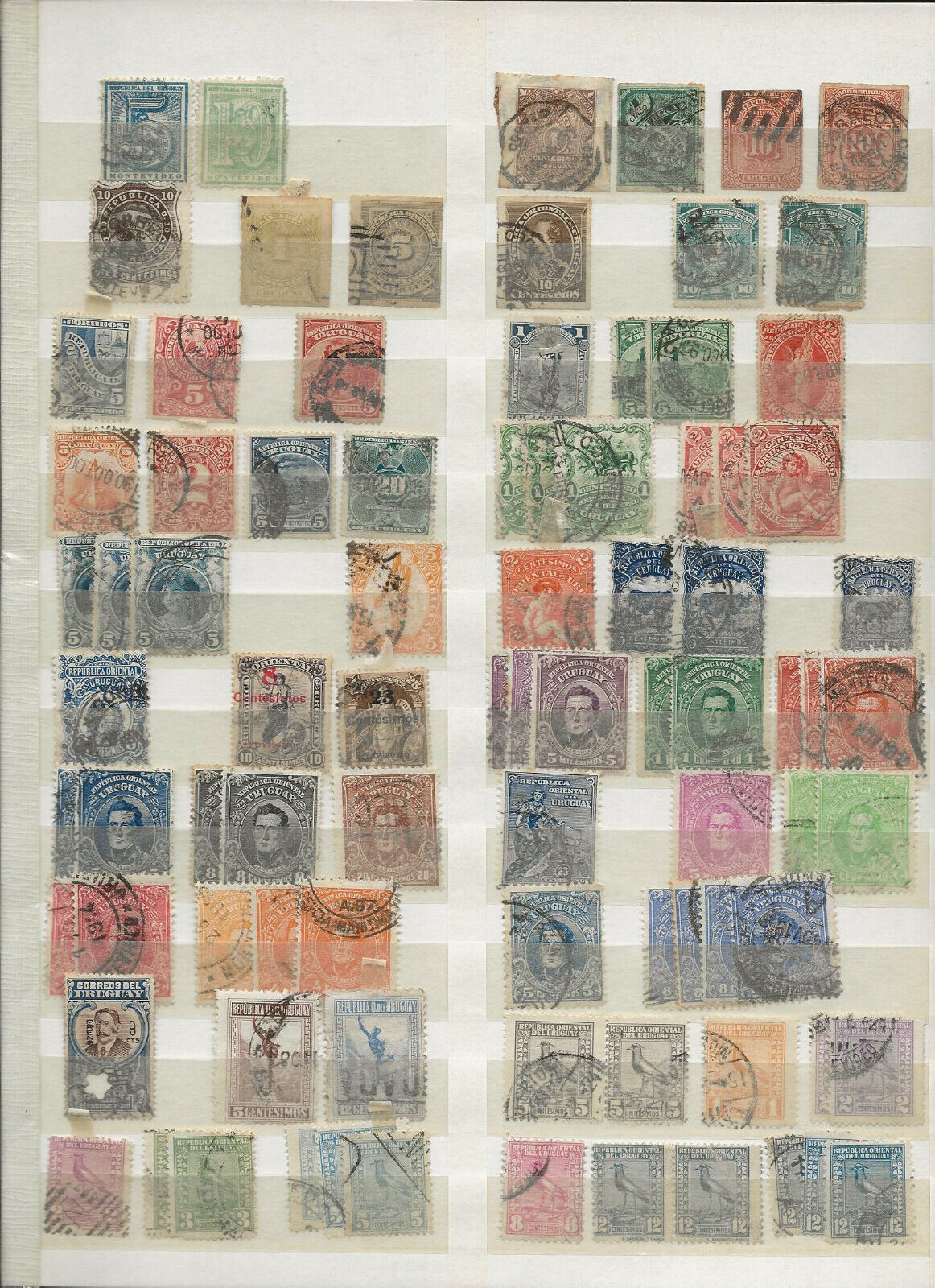 Uruguay - kleines Lot alter Briefmarken auf einer Steckseite