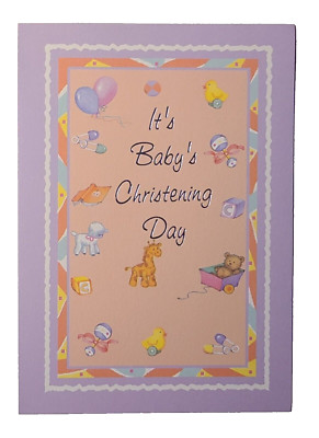 Hi-Lites by Majestic Greetings Baby's Christening Blocks Balloons Rattle Wagon
