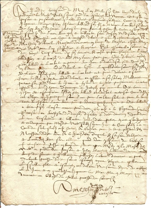 Sonnac (17) Obligation De 1623. Rare Document Pour Ce Petit Village.