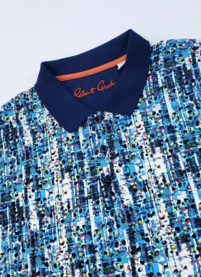 Robert Graham Mens XL SKULL HEAD Geometric Colorful Short Sleeve Polo Shirt