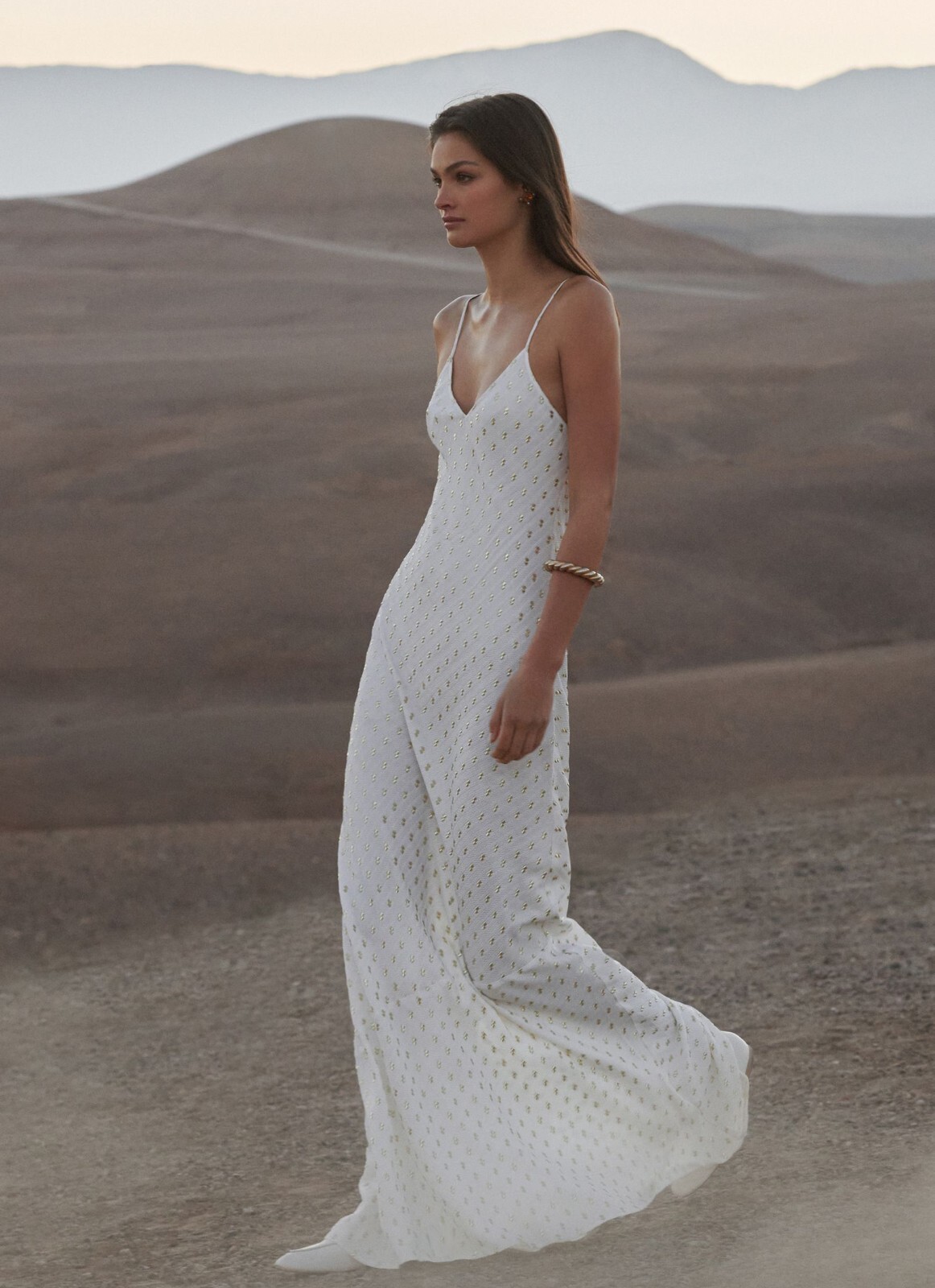 REISS Louisa Metallic Maxi Dress in White Gold | eBay