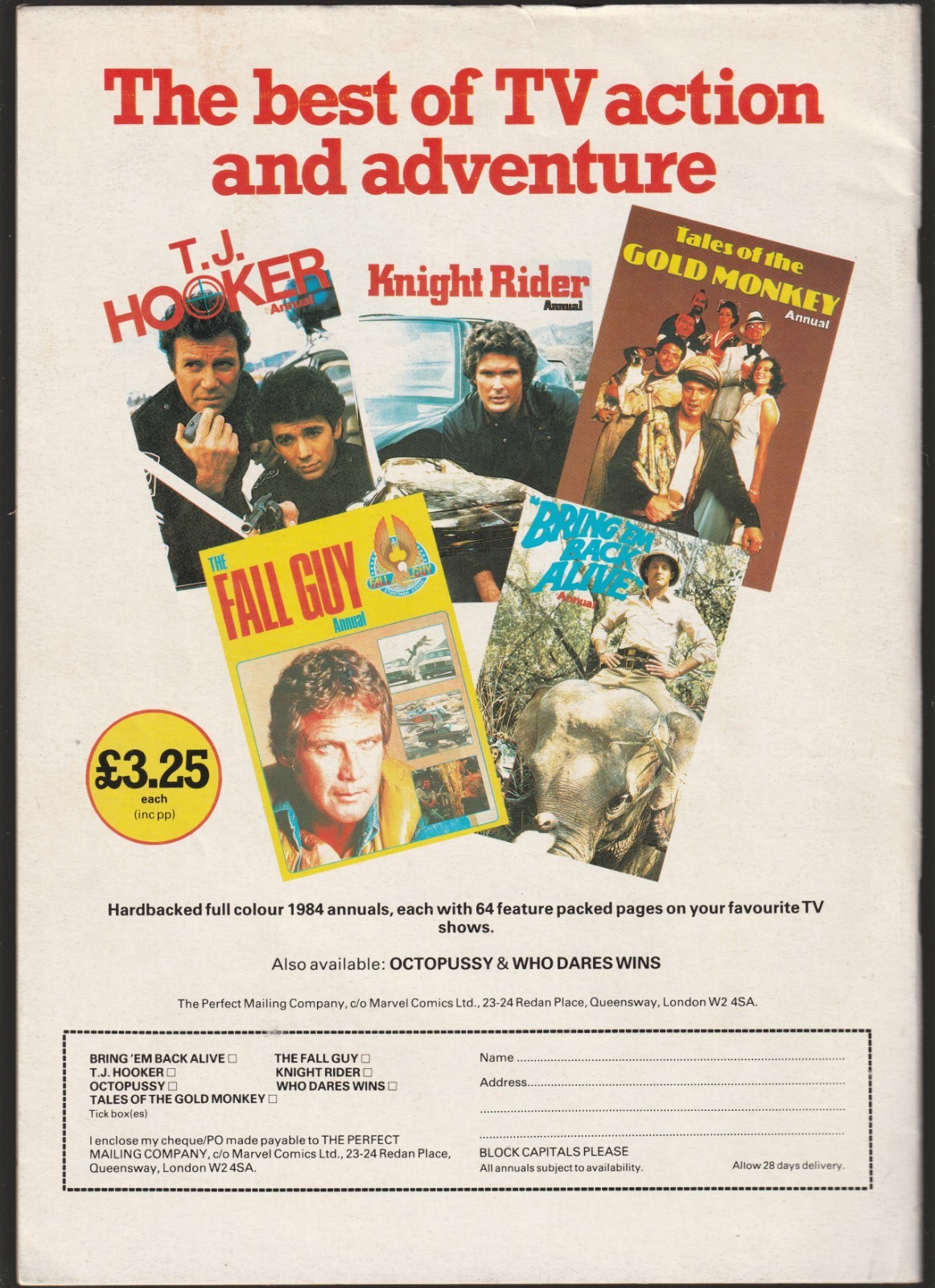 Doctor Who Monthly Winter Special 1983/4 Peter Davidson 20th Ann Marvel UK Mag